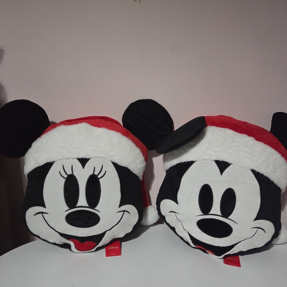 Disney Mickey & Minnie Holiday Plush Accent Pillows - Red, Black, White